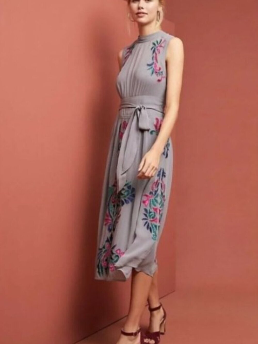 Anthropologie Amy Velvet Patchwork Beaded Midi Dress. 8